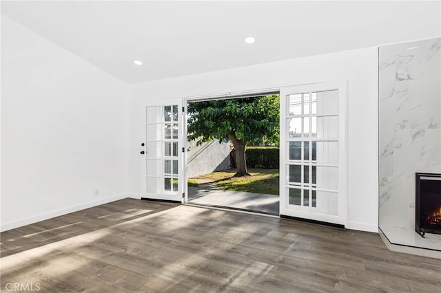 853 N Jasmine Ave, Ontario, CA 91762 - doorway featuring wood finished floors, recessed lighting, and a premium fireplace