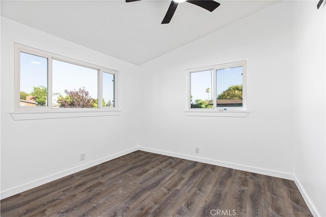 853 N Jasmine Ave, Ontario, CA 91762 - empty room with lofted ceiling, dark wood-type flooring, and a ceiling fan