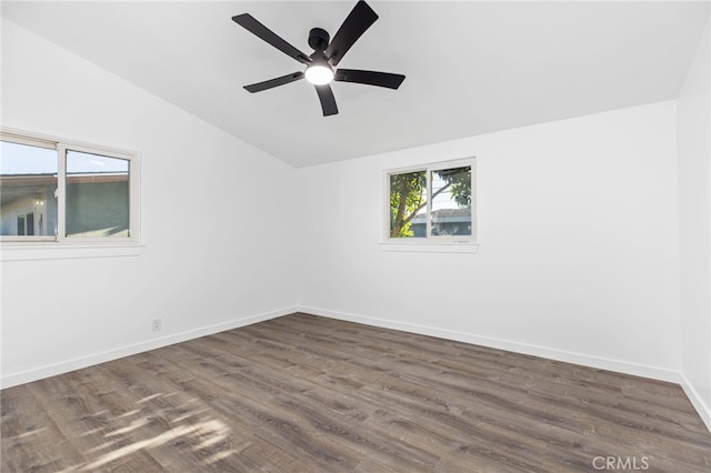 853 N Jasmine Ave, Ontario, CA 91762 - unfurnished room with vaulted ceiling, wood finished floors, and ceiling fan