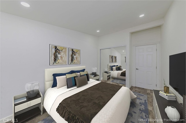 110 S Baymar St, West Covina, CA 91791 - bedroom featuring wood finished floors, recessed lighting, and a closet