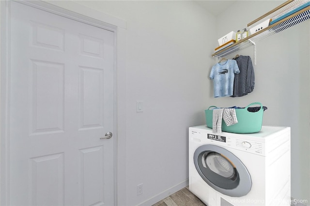 110 S Baymar St, West Covina, CA 91791 - laundry room with washer / dryer and light wood-type flooring