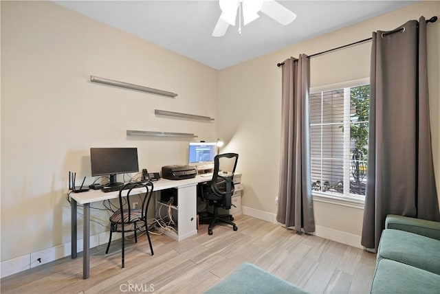 1018 W 15th St, Upland, CA 91786 - office area featuring wood finished floors and ceiling fan