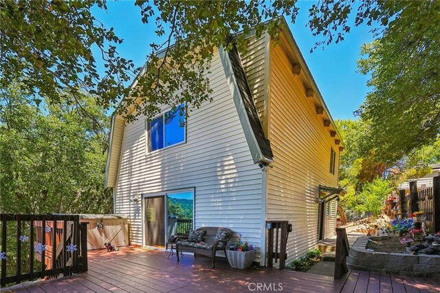 463 Delle Dr, Crestline, CA 92325 - rear view of property featuring a wooden deck