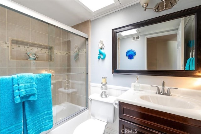 28219 Langside Ave, Canyon Country, CA 91351 - bathroom featuring vanity and shower / bath combination with glass door