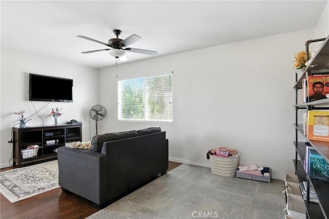 16074 Coyote Springs Ct, Moreno Valley, CA 92551 - living area featuring ceiling fan and baseboards