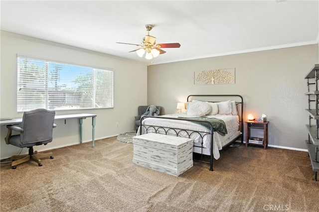 16074 Coyote Springs Ct, Moreno Valley, CA 92551 - bedroom featuring crown molding, an office area, carpet flooring, and ceiling fan