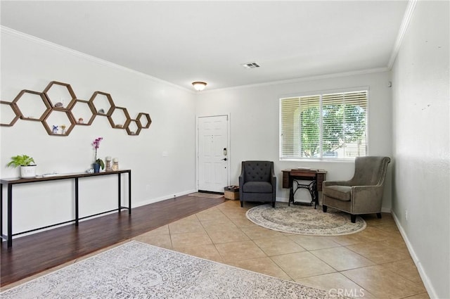 16074 Coyote Springs Ct, Moreno Valley, CA 92551 - sitting room with tile patterned floors and ornamental molding
