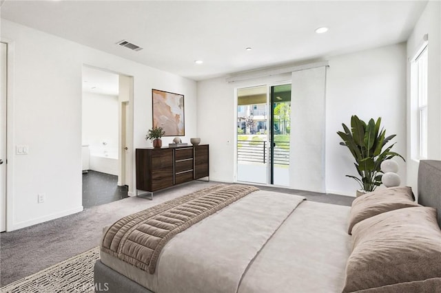 28508 Daybreak Way, Saugus, CA 91350 - carpeted bedroom featuring access to outside, multiple windows, recessed lighting, and ensuite bath