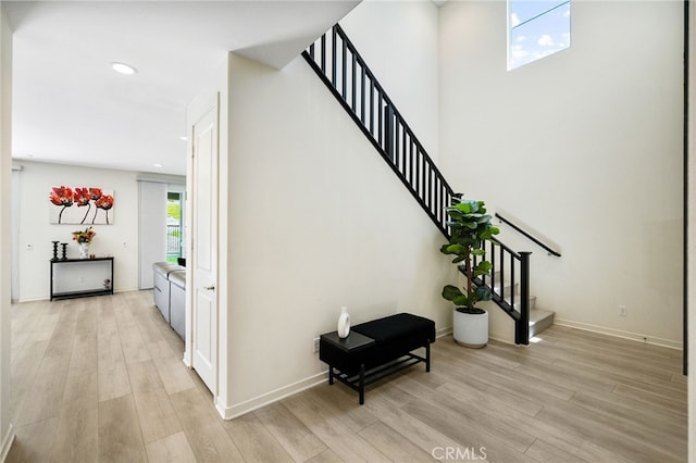 28508 Daybreak Way, Saugus, CA 91350 - staircase with wood finished floors and recessed lighting