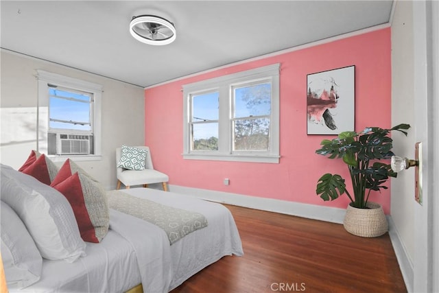 853 S Lemon St, Anaheim, CA 92805 - bedroom with wood finished floors and cooling unit