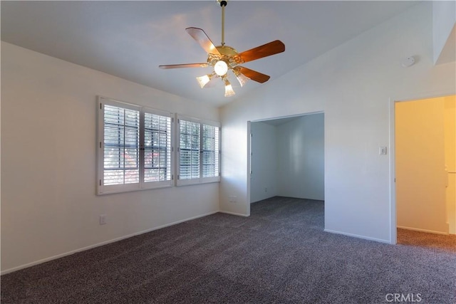 227 Gable Ln, La Habra, CA 90631 - spare room featuring carpet flooring, ceiling fan, and vaulted ceiling