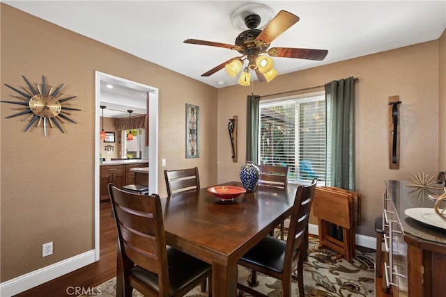 2566 Cottonwood Trl, Chino Hills, CA 91709 - dining area featuring dark wood finished floors and a ceiling fan