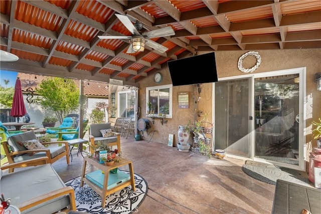 2566 Cottonwood Trl, Chino Hills, CA 91709 - view of patio / terrace featuring ceiling fan and outdoor lounge area