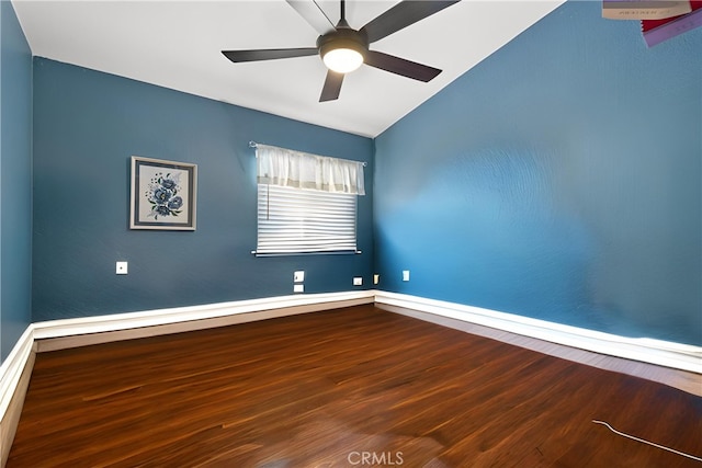 2566 Cottonwood Trl, Chino Hills, CA 91709 - empty room with wood finished floors, ceiling fan, and lofted ceiling