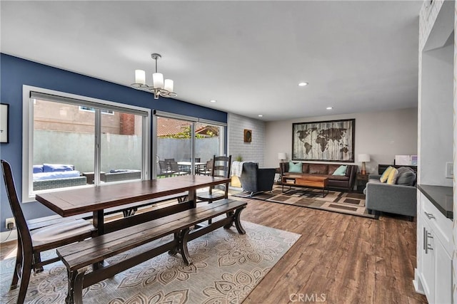 3609 S Parton St, Santa Ana, CA 92707 - dining space with dark wood-type flooring, a chandelier, and recessed lighting