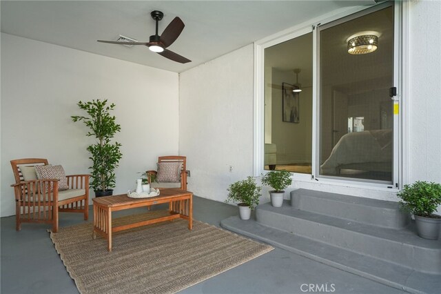 16228 Plummer St, North Hills, CA 91343 - view of patio with ceiling fan and entry steps