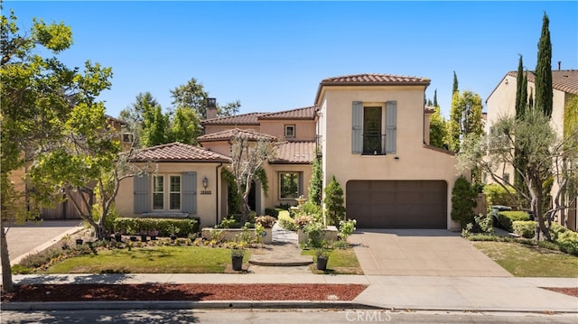 19668 Three Oaks Ln, Walnut, CA 91789 - mediterranean / spanish-style house featuring a garage, a tile roof, and stucco siding
