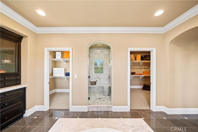 19668 Three Oaks Ln, Walnut, CA 91789 - interior space with crown molding and arched walkways