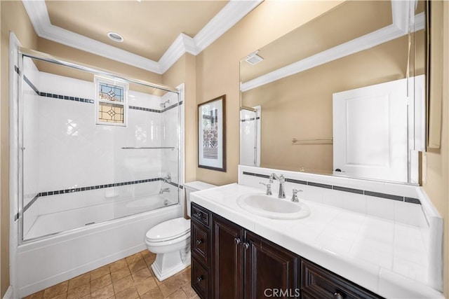 19668 Three Oaks Ln, Walnut, CA 91789 - bathroom featuring crown molding, vanity, and shower / bathtub combination