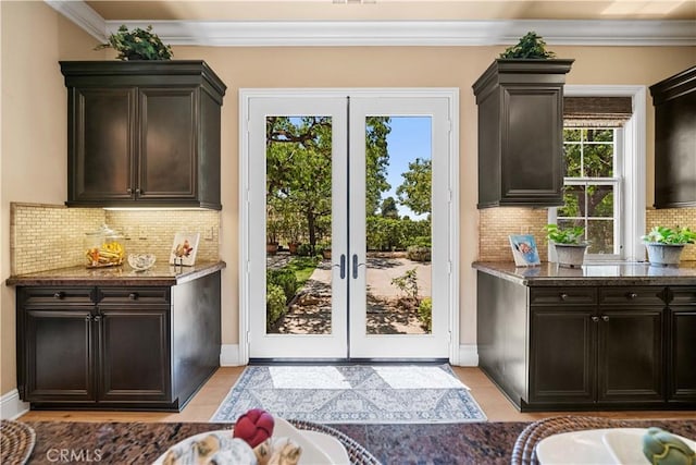 19668 Three Oaks Ln, Walnut, CA 91789 - entryway featuring french doors, ornamental molding, and light tile patterned floors