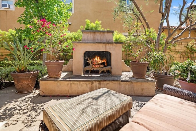 19668 Three Oaks Ln, Walnut, CA 91789 - view of patio / terrace with a lit fireplace