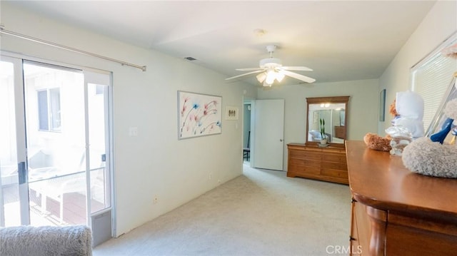 3456 Veteran Ave, Los Angeles, CA 90034 - bedroom featuring light colored carpet and a ceiling fan