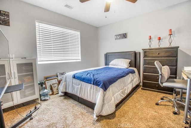 17993 Mondamon Rd, Apple Valley, CA 92307 - carpeted bedroom featuring ceiling fan
