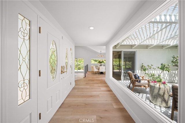 12 Creekside, Irvine, CA 92603 - entryway with a chandelier, recessed lighting, and light wood-style flooring