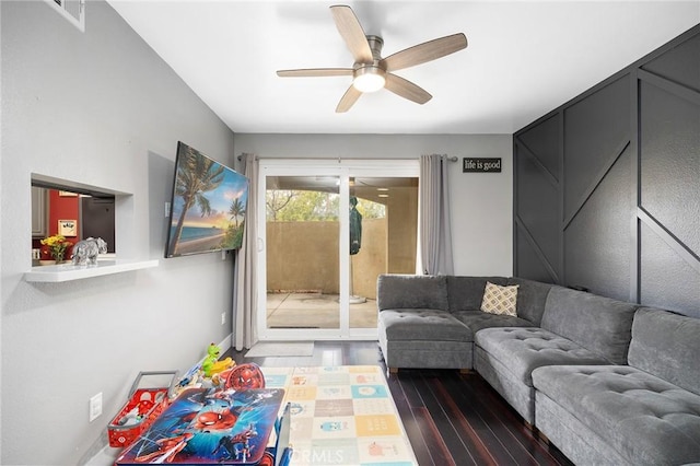 375 Central Ave Unit 196, Riverside, CA 92507 - living area featuring wood-type flooring and ceiling fan
