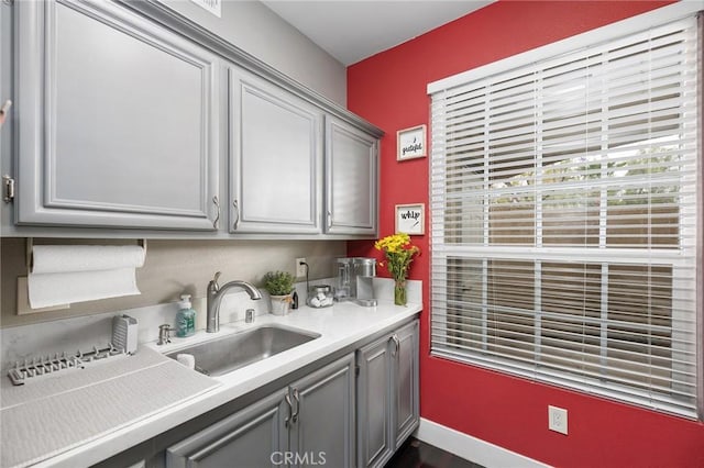 375 Central Ave Unit 196, Riverside, CA 92507 - kitchen with gray cabinetry and light countertops