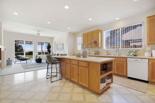 837 Calle Lagasca, Chula Vista, CA 91910 - kitchen featuring dishwasher, healthy amount of natural light, open floor plan, light flooring, and recessed lighting