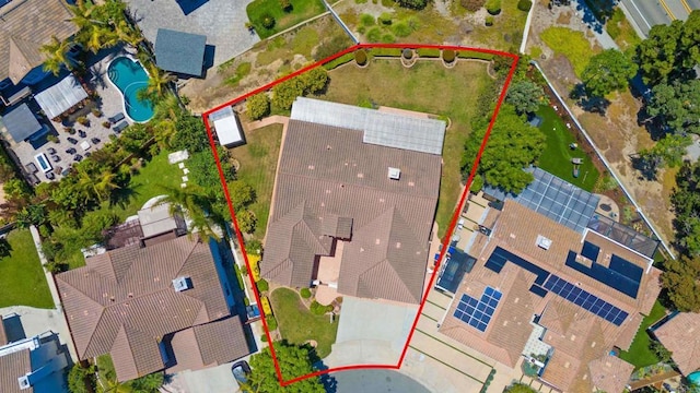 837 Calle Lagasca, Chula Vista, CA 91910 - aerial view of property's location featuring a pool area and property parcel outlined