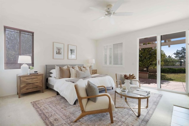 837 Calle Lagasca, Chula Vista, CA 91910 - bedroom with access to exterior, light carpet, and ceiling fan