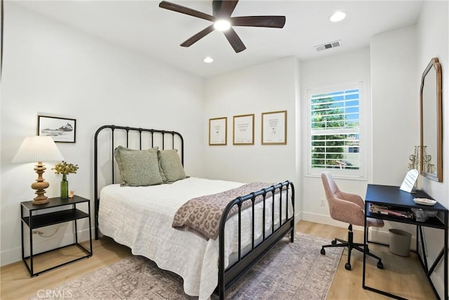 12 Rastro St, Rancho Mission Viejo, CA 92694 - bedroom with light wood-style floors, recessed lighting, and a ceiling fan