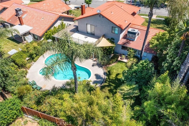 36151 Sharon Way, Yucaipa, CA 92399 - aerial view of property and surrounding area featuring a pool