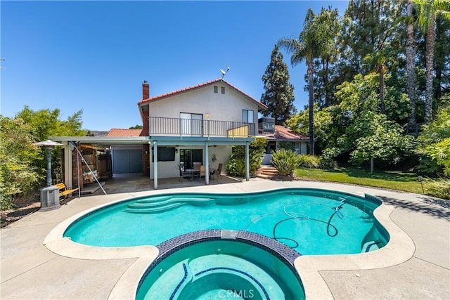 36151 Sharon Way, Yucaipa, CA 92399 - view of swimming pool with a pool with connected hot tub and a patio