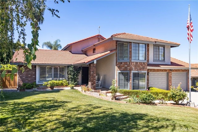 36151 Sharon Way, Yucaipa, CA 92399 - view of front of home with a tile roof, an attached garage, and a front yard