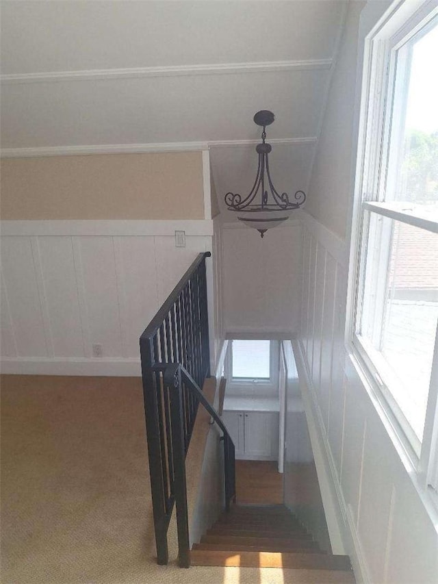 2109 N Marengo Ave, Altadena, CA 91001 - staircase featuring a decorative wall and a wainscoted wall