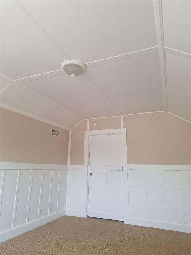 2109 N Marengo Ave, Altadena, CA 91001 - bonus room featuring lofted ceiling, a decorative wall, carpet floors, and a wainscoted wall