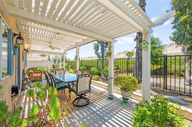 23974 Via Astuto, Murrieta, CA 92562 - fenced backyard featuring a pergola, outdoor dining space, and a patio area