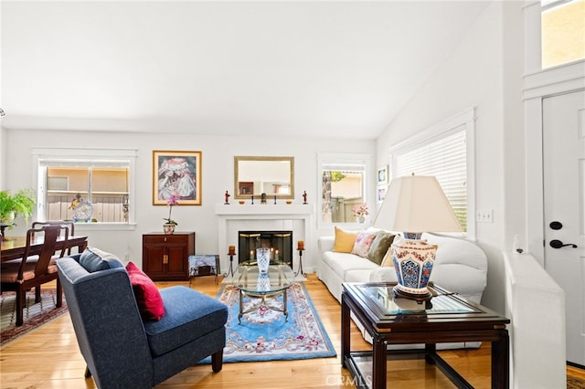 23974 Via Astuto, Murrieta, CA 92562 - living room featuring light wood-style flooring and a glass covered fireplace