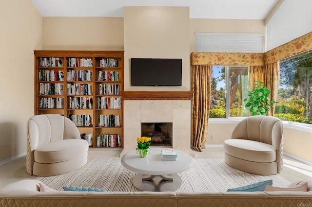 4750 Jeffer Ln, La Mesa, CA 91941 - living area featuring carpet and a tile fireplace