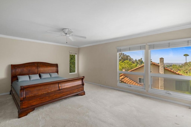 4750 Jeffer Ln, La Mesa, CA 91941 - bedroom with crown molding, carpet floors, and ceiling fan