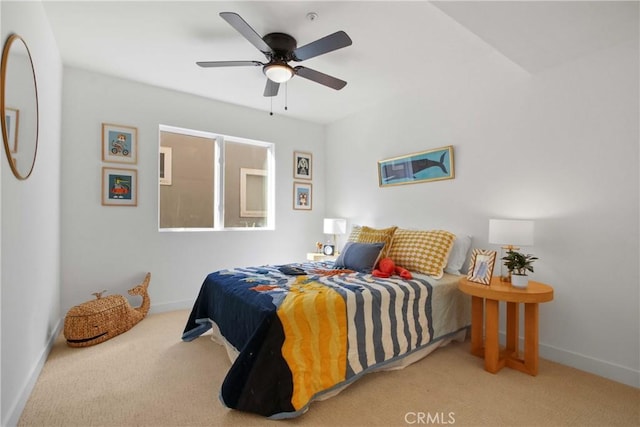 16743 Bayview Dr Unit A, Sunset Beach, CA 90742 - carpeted bedroom with baseboards and ceiling fan