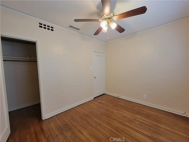 10563 Las Lunitas Ave, Tujunga, CA 91042 - unfurnished bedroom featuring wood finished floors, a closet, and a ceiling fan