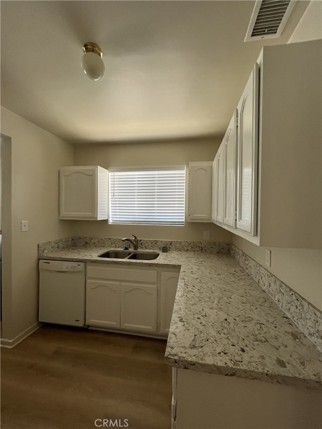 10563 Las Lunitas Ave, Tujunga, CA 91042 - kitchen with dishwasher, white cabinetry, and dark wood finished floors