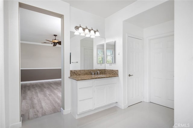 23825 Lancer Ct, Wildomar, CA 92595 - bathroom with ceiling fan and vanity