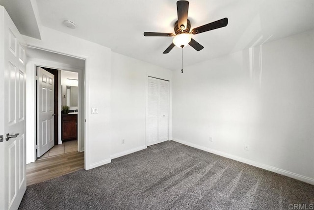 5252 Orange Ave Unit 326, San Diego, CA 92115 - unfurnished bedroom featuring carpet, a closet, and ceiling fan