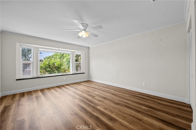 2777 Shadow Canyon Cir, Norco, CA 92860 - empty room with crown molding, wood finished floors, and ceiling fan