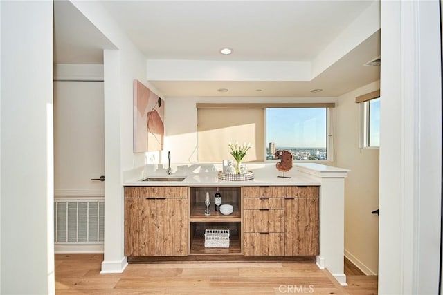 1050 N Joels Pl, Los Angeles, CA 90012 - bar area with light wood-type flooring and recessed lighting